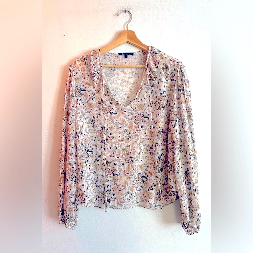 SHORE Italian Fabric USA Made Floral Peasant Top
